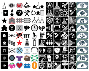 Iconography: Design for icons for many different types of games, both tabletop and digital.